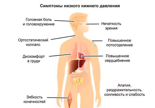 Признаки и симптомы пониженного давления